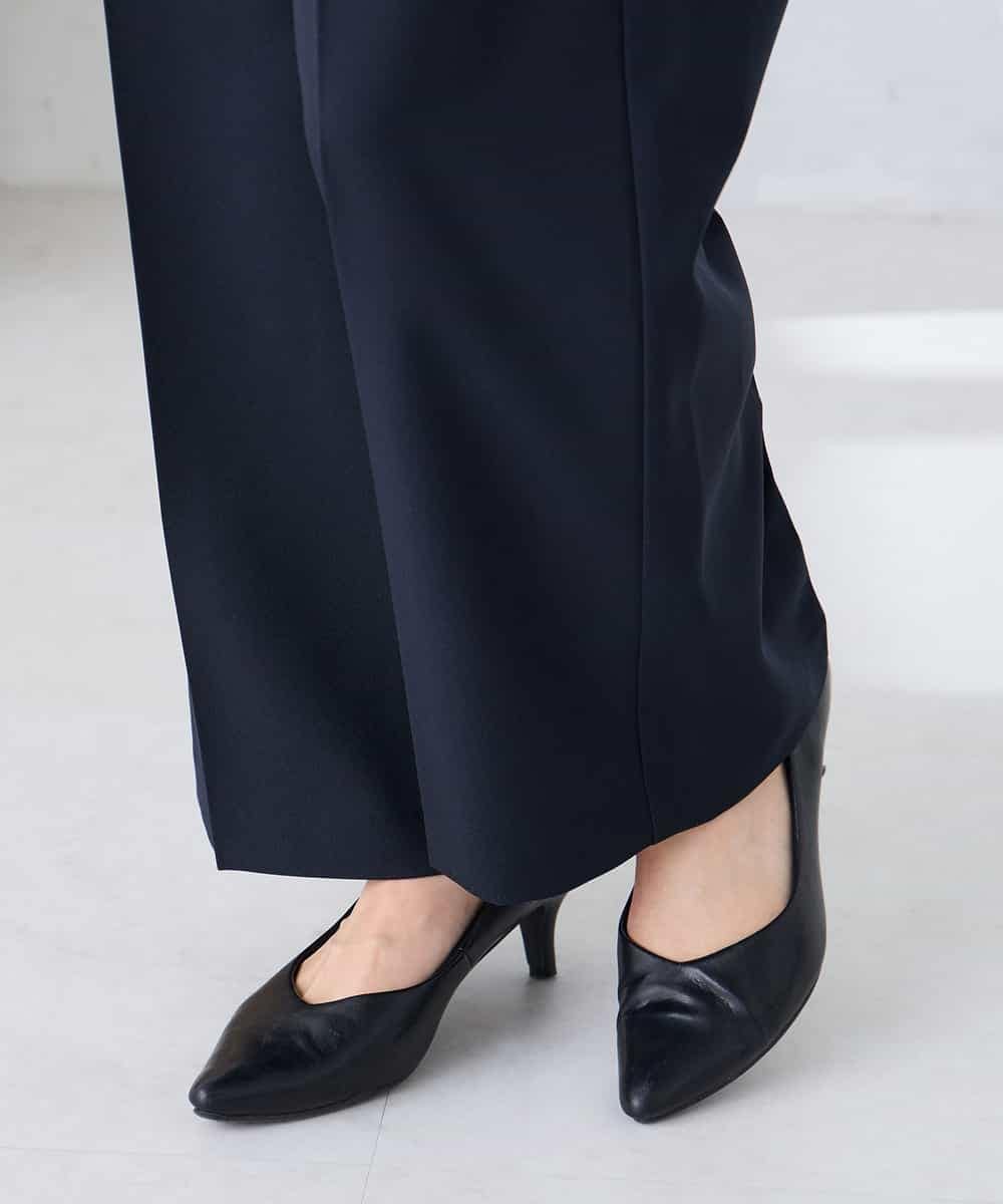 KBLFE22079 a.v.v(アー・ヴェ・ヴェ) 【洗える/UVカット】リネンライクストレッチワイドパンツ ネイビー