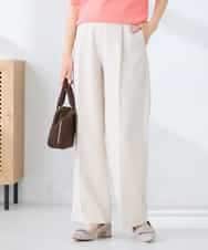 KBLFE22079 a.v.v(アー・ヴェ・ヴェ) 【洗える/UVカット】リネンライクストレッチワイドパンツ ベージュ