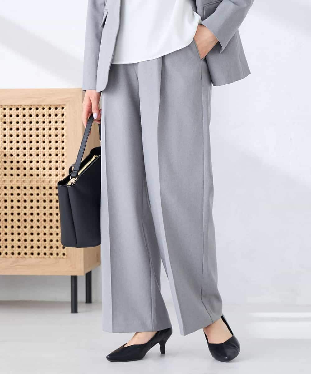 KBLFE22079 a.v.v(アー・ヴェ・ヴェ) 【洗える/UVカット】リネンライクストレッチワイドパンツ グレー