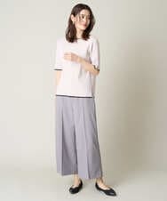KBLFW21064 a.v.v(アー・ヴェ・ヴェ) 【洗える/ストレッチ/UVカット】麻調ストレッチクロップドワイドパンツ グレー