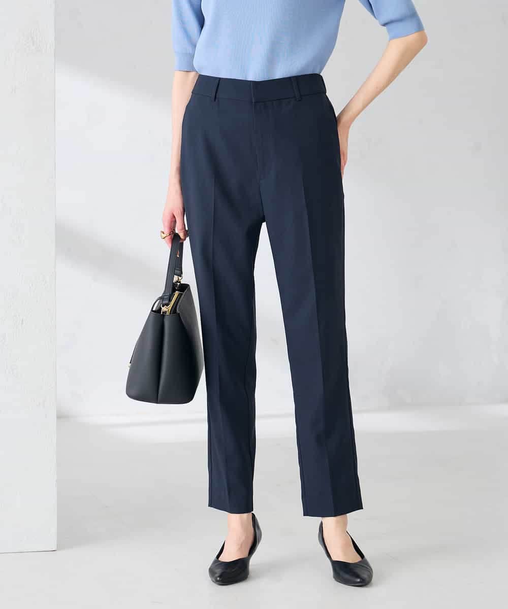 KBLGE30079 a.v.v(アー・ヴェ・ヴェ) 【接触冷感/イージーケア/UVカット/吸水速乾】サマーストレッチテーパードパンツ ネイビー