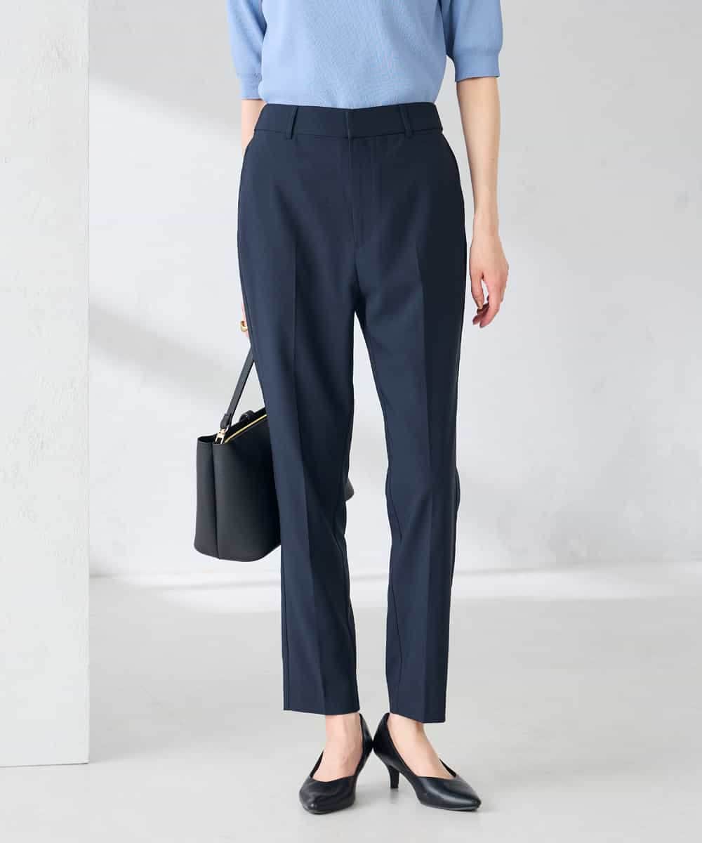 KBLGE30079 a.v.v(アー・ヴェ・ヴェ) 【接触冷感/イージーケア/UVカット/吸水速乾】サマーストレッチテーパードパンツ ネイビー