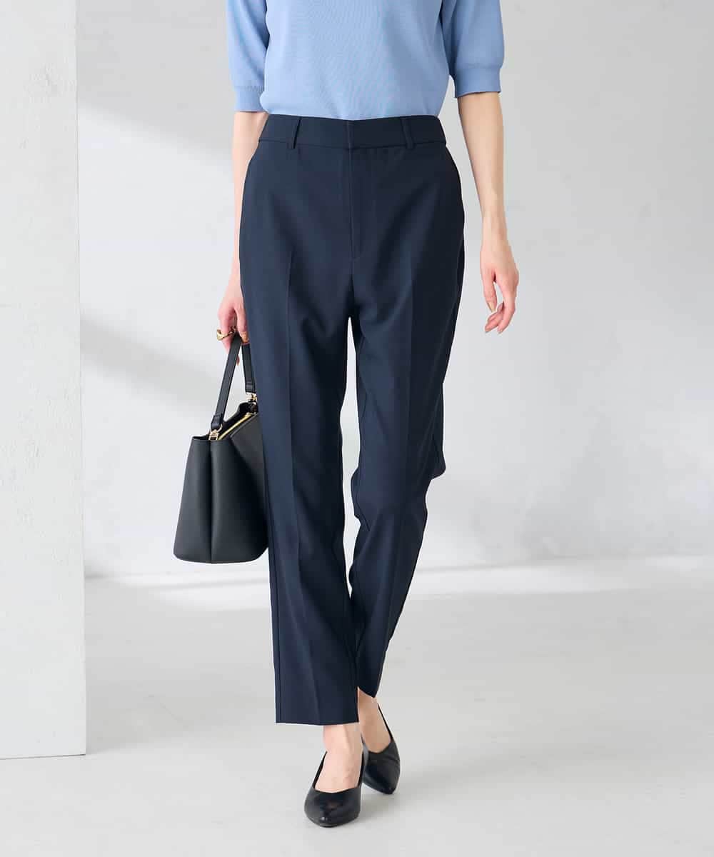 KBLGE30079 a.v.v(アー・ヴェ・ヴェ) 【接触冷感/イージーケア/UVカット/吸水速乾】サマーストレッチテーパードパンツ ネイビー