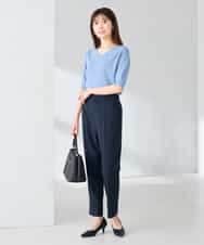 KBLGE30079 a.v.v(アー・ヴェ・ヴェ) 【接触冷感/イージーケア/UVカット/吸水速乾】サマーストレッチテーパードパンツ ネイビー