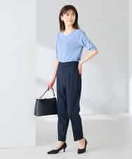 KBLGE30079 a.v.v(アー・ヴェ・ヴェ) 【接触冷感/イージーケア/UVカット/吸水速乾】サマーストレッチテーパードパンツ ネイビー