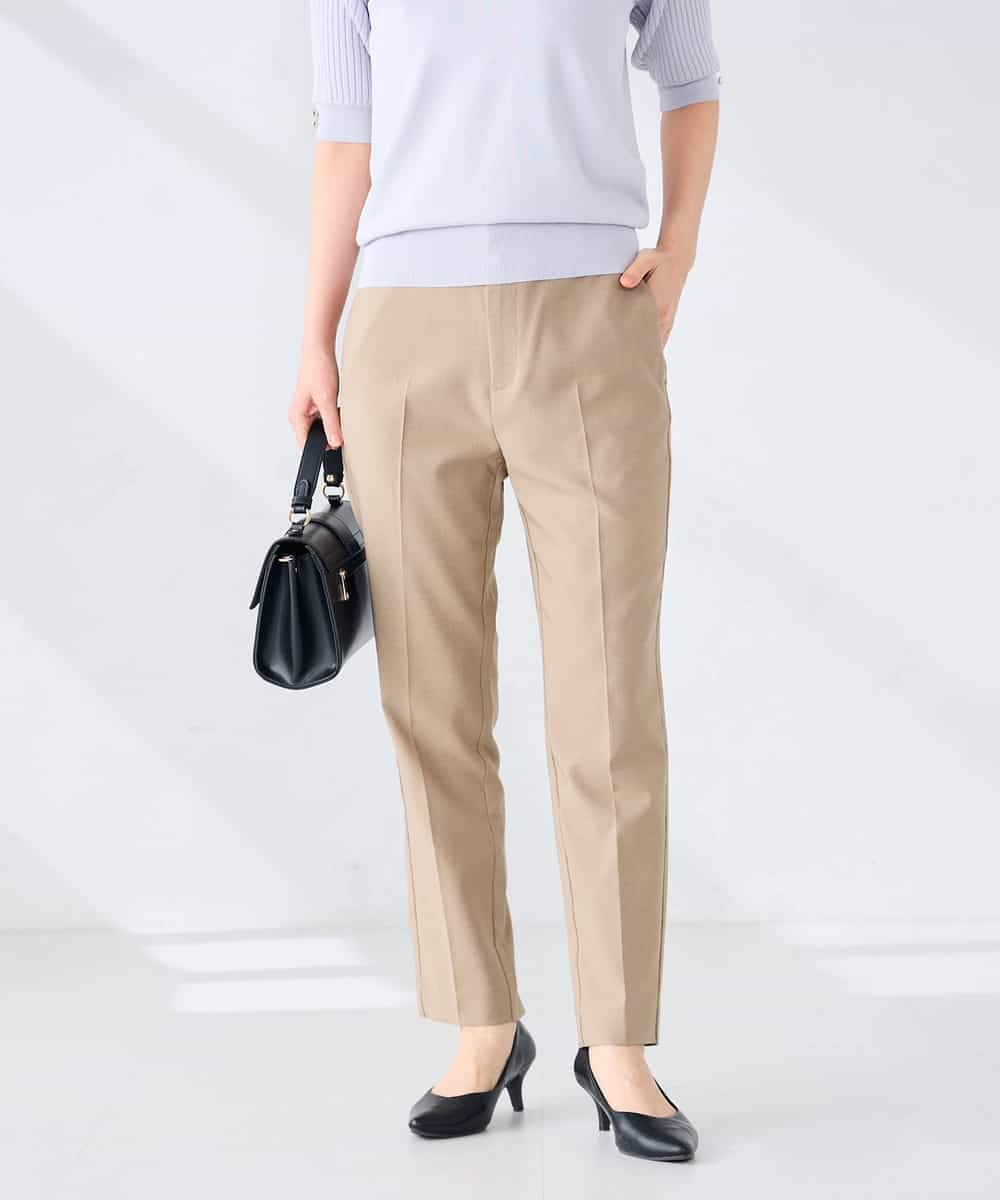 KBLGE30079 a.v.v(アー・ヴェ・ヴェ) 【接触冷感/イージーケア/UVカット/吸水速乾】サマーストレッチテーパードパンツ ネイビー