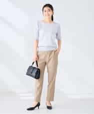 KBLGE30079 a.v.v(アー・ヴェ・ヴェ) 【接触冷感/イージーケア/UVカット/吸水速乾】サマーストレッチテーパードパンツ ネイビー