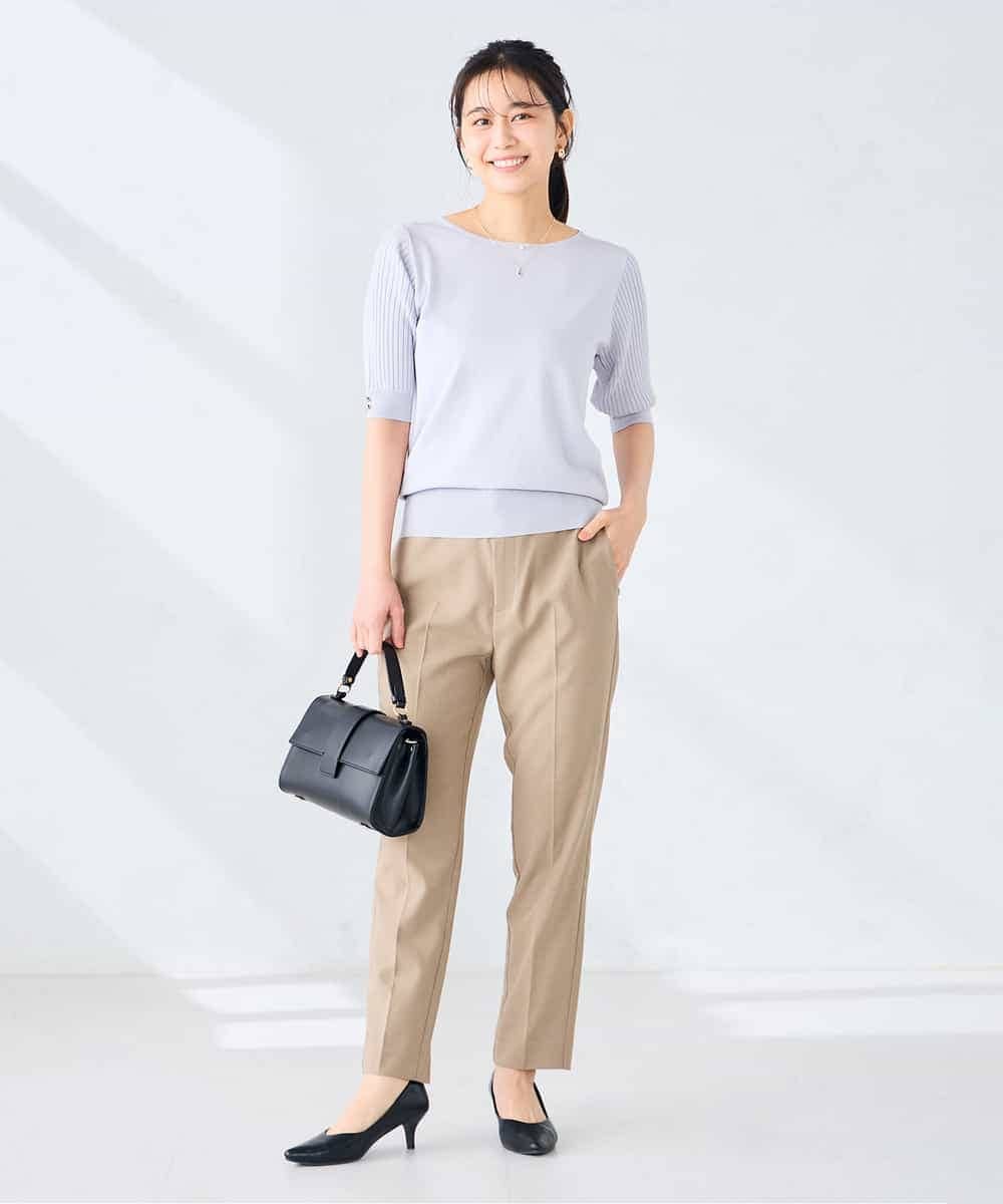 KBLGE30079 a.v.v(アー・ヴェ・ヴェ) 【接触冷感/イージーケア/UVカット/吸水速乾】サマーストレッチテーパードパンツ ネイビー