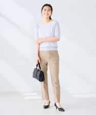 KBLGE30079 a.v.v(アー・ヴェ・ヴェ) 【接触冷感/イージーケア/UVカット/吸水速乾】サマーストレッチテーパードパンツ ネイビー