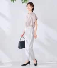 KBLGE30079 a.v.v(アー・ヴェ・ヴェ) 【接触冷感/イージーケア/UVカット/吸水速乾】サマーストレッチテーパードパンツ ネイビー