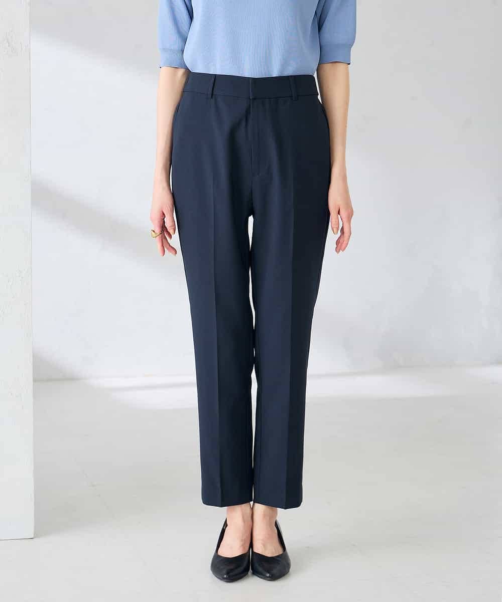 KBLGE30079 a.v.v(アー・ヴェ・ヴェ) 【接触冷感/イージーケア/UVカット/吸水速乾】サマーストレッチテーパードパンツ ネイビー