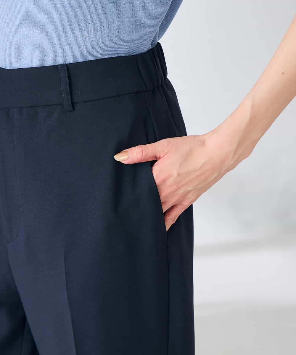 KBLGE30079 a.v.v(アー・ヴェ・ヴェ) 【接触冷感/イージーケア/UVカット/吸水速乾】サマーストレッチテーパードパンツ ネイビー