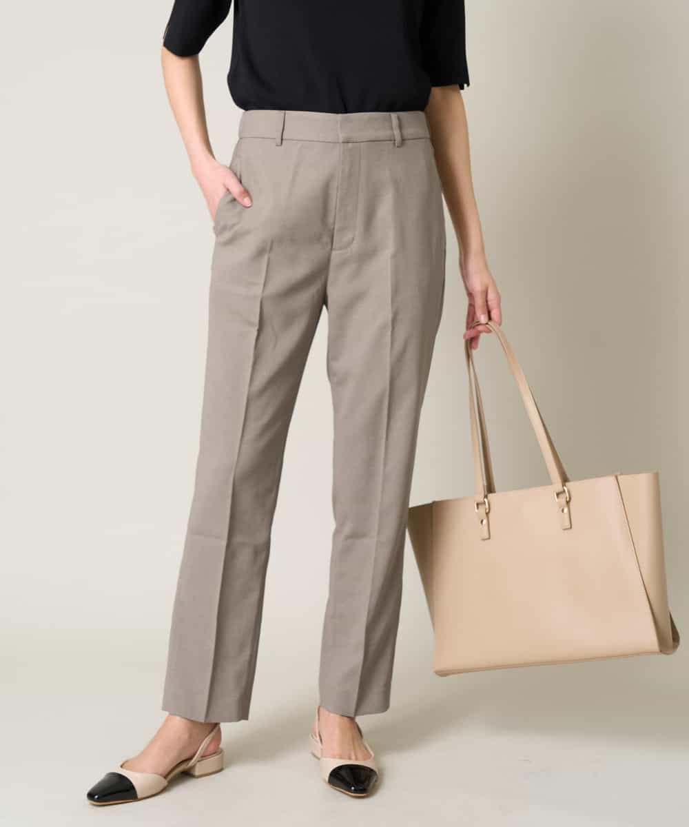 洗える/接触冷感/UVカット】オックスストレッチテーパードパンツ  