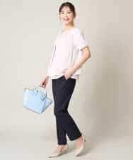 KBLGW30064 a.v.v(アー・ヴェ・ヴェ) 【洗える/接触冷感/UVカット】オックスストレッチテーパードパンツ【Reflax】 ライトグレー