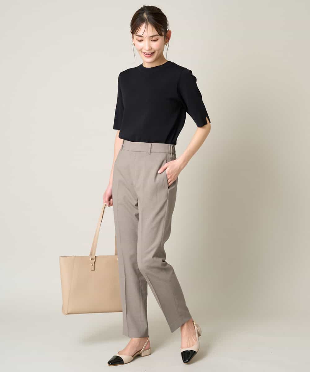 洗える/接触冷感/UVカット】オックスストレッチテーパードパンツ  