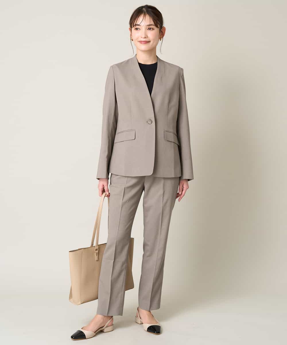 洗える/接触冷感/UVカット】オックスストレッチテーパードパンツ  