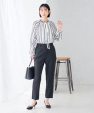 KBLJE01079 a.v.v(アー・ヴェ・ヴェ) 【洗える/抗ピリング/吸水速乾/ストレッチ】梳毛調 テーパードパンツ[セットアップ対応] ダークグレー