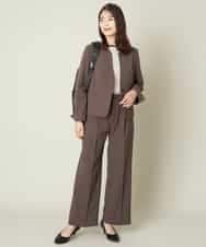 KBLJT03064 a.v.v(アー・ヴェ・ヴェ) 【洗濯機で洗える/ストレッチ】メランジドライストレートワイドパンツ ブラック