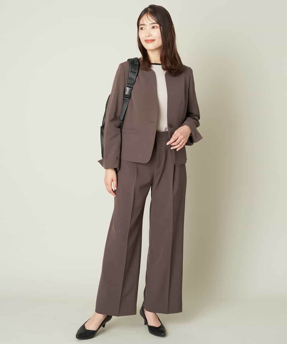 KBLJT03064 a.v.v(アー・ヴェ・ヴェ) 【洗濯機で洗える/ストレッチ】メランジドライストレートワイドパンツ ブラック