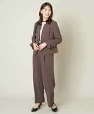 KBLJT03064 a.v.v(アー・ヴェ・ヴェ) 【洗濯機で洗える/ストレッチ】メランジドライストレートワイドパンツ ブラック