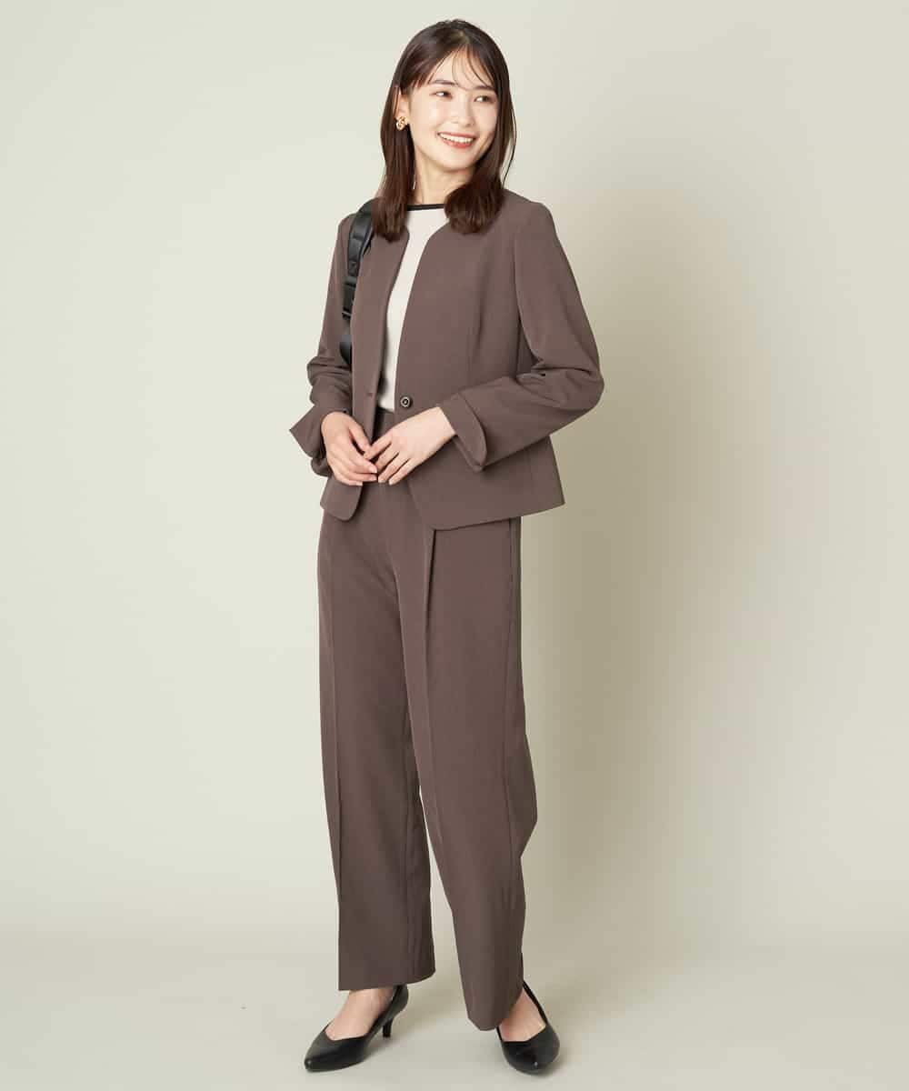 KBLJT03064 a.v.v(アー・ヴェ・ヴェ) 【洗濯機で洗える/ストレッチ】メランジドライストレートワイドパンツ ブラック