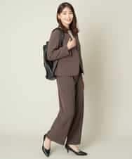 KBLJT03064 a.v.v(アー・ヴェ・ヴェ) 【洗濯機で洗える/ストレッチ】メランジドライストレートワイドパンツ ブラック