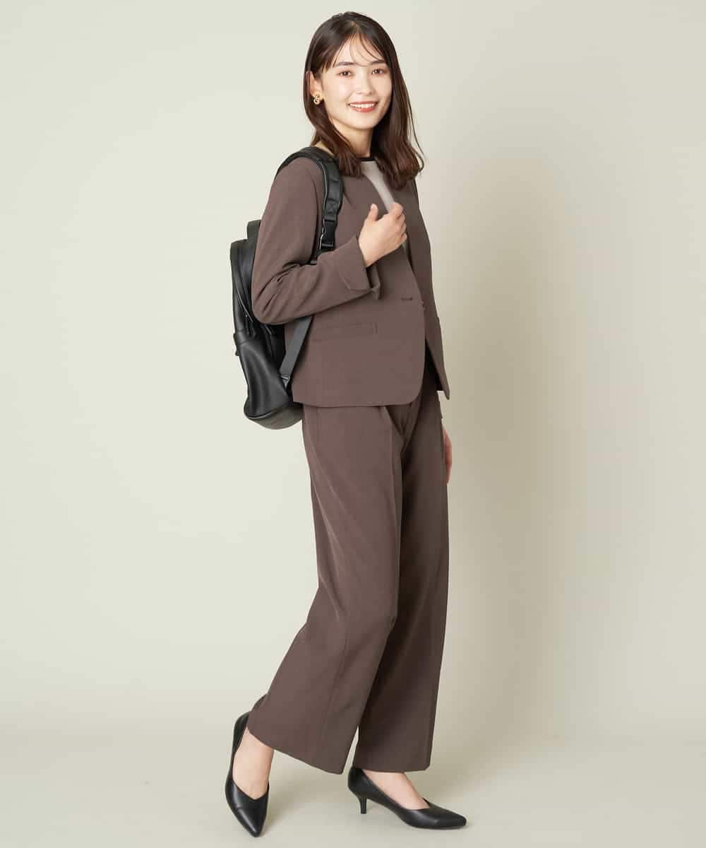 KBLJT03064 a.v.v(アー・ヴェ・ヴェ) 【洗濯機で洗える/ストレッチ】メランジドライストレートワイドパンツ ブラック
