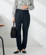 KBLLB11079 a.v.v(アー・ヴェ・ヴェ) 【洗える/イージーケア/ストレッチ】パウダーツイルテーパードパンツ ネイビー