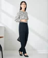 KBLLB11079 a.v.v(アー・ヴェ・ヴェ) 【洗える/イージーケア/ストレッチ】パウダーツイルテーパードパンツ ネイビー