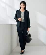 KBLLB11079 a.v.v(アー・ヴェ・ヴェ) 【洗える/イージーケア/ストレッチ】パウダーツイルテーパードパンツ ネイビー