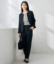 KBLLB11079 a.v.v(アー・ヴェ・ヴェ) 【洗える/イージーケア/ストレッチ】パウダーツイルテーパードパンツ ネイビー