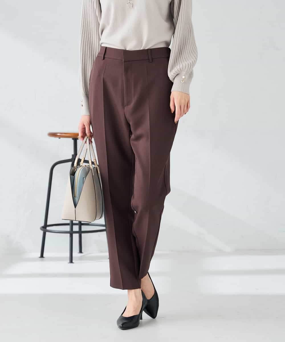 KBLLB11079 a.v.v(アー・ヴェ・ヴェ) 【洗える/イージーケア/ストレッチ】パウダーツイルテーパードパンツ ネイビー