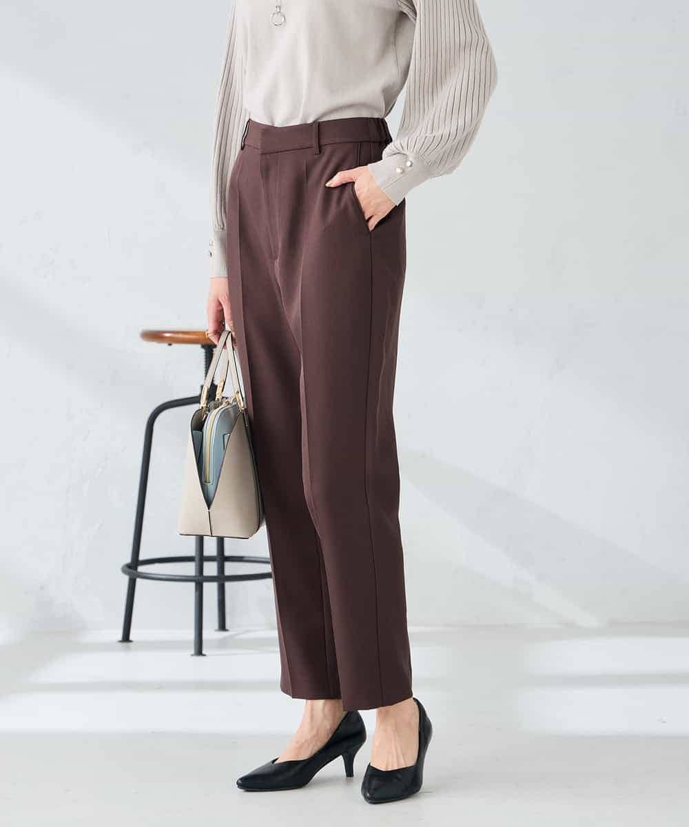 KBLLB11079 a.v.v(アー・ヴェ・ヴェ) 【洗える/イージーケア/ストレッチ】パウダーツイルテーパードパンツ ネイビー