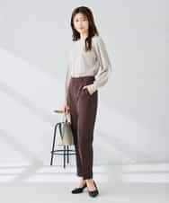 KBLLB11079 a.v.v(アー・ヴェ・ヴェ) 【洗える/イージーケア/ストレッチ】パウダーツイルテーパードパンツ ネイビー