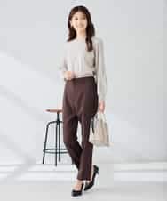 KBLLB11079 a.v.v(アー・ヴェ・ヴェ) 【洗える/イージーケア/ストレッチ】パウダーツイルテーパードパンツ ネイビー