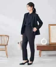 KBLLB11079 a.v.v(アー・ヴェ・ヴェ) 【洗える/イージーケア/ストレッチ】パウダーツイルテーパードパンツ ネイビー