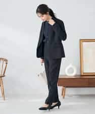 KBLLB11079 a.v.v(アー・ヴェ・ヴェ) 【洗える/イージーケア/ストレッチ】パウダーツイルテーパードパンツ ネイビー