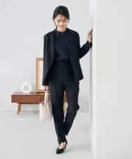 KBLLB11079 a.v.v(アー・ヴェ・ヴェ) 【洗える/イージーケア/ストレッチ】パウダーツイルテーパードパンツ ネイビー