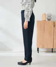 KBLLB11079 a.v.v(アー・ヴェ・ヴェ) 【洗える/イージーケア/ストレッチ】パウダーツイルテーパードパンツ ネイビー