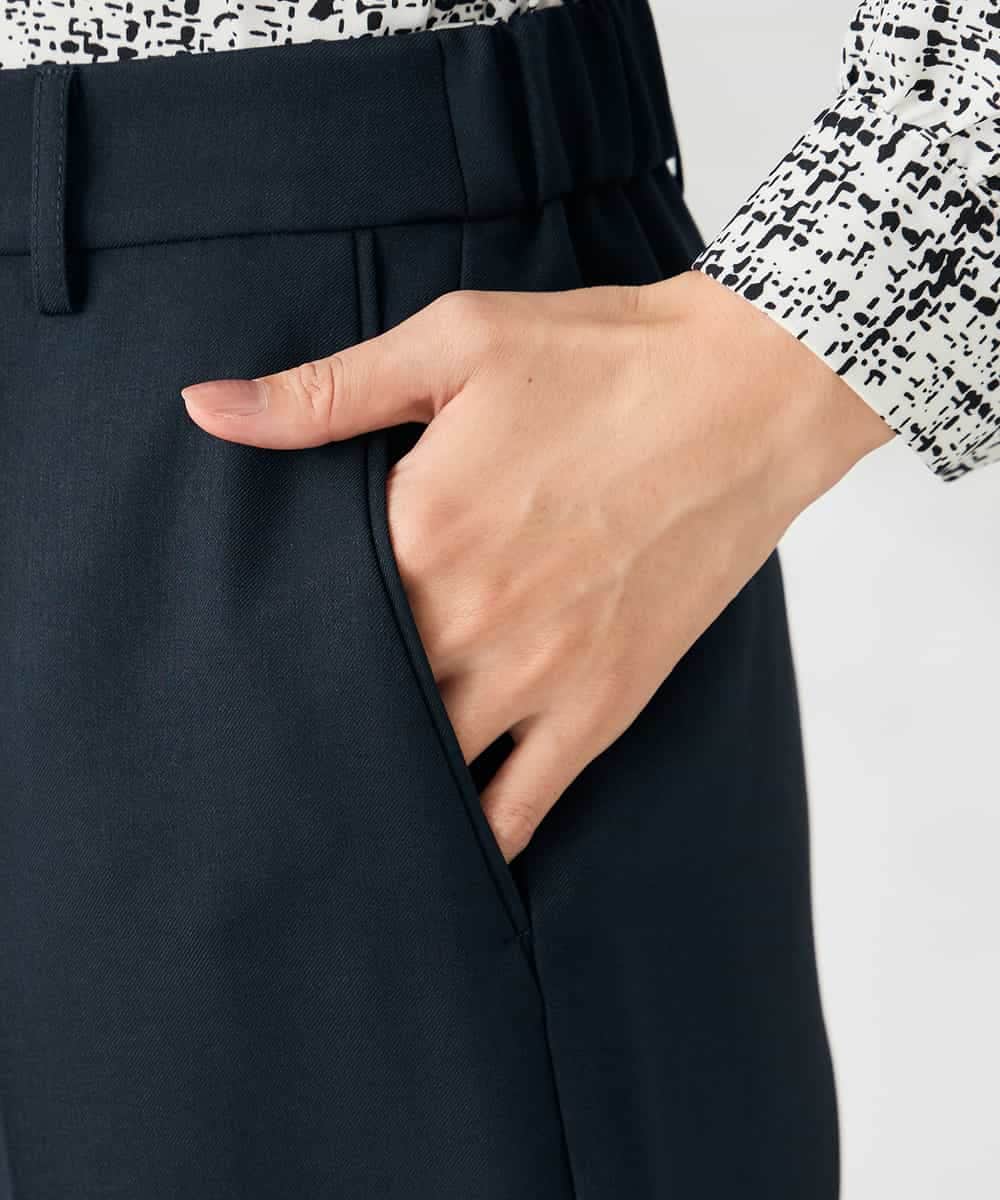 KBLLB11079 a.v.v(アー・ヴェ・ヴェ) 【洗える/イージーケア/ストレッチ】パウダーツイルテーパードパンツ ネイビー