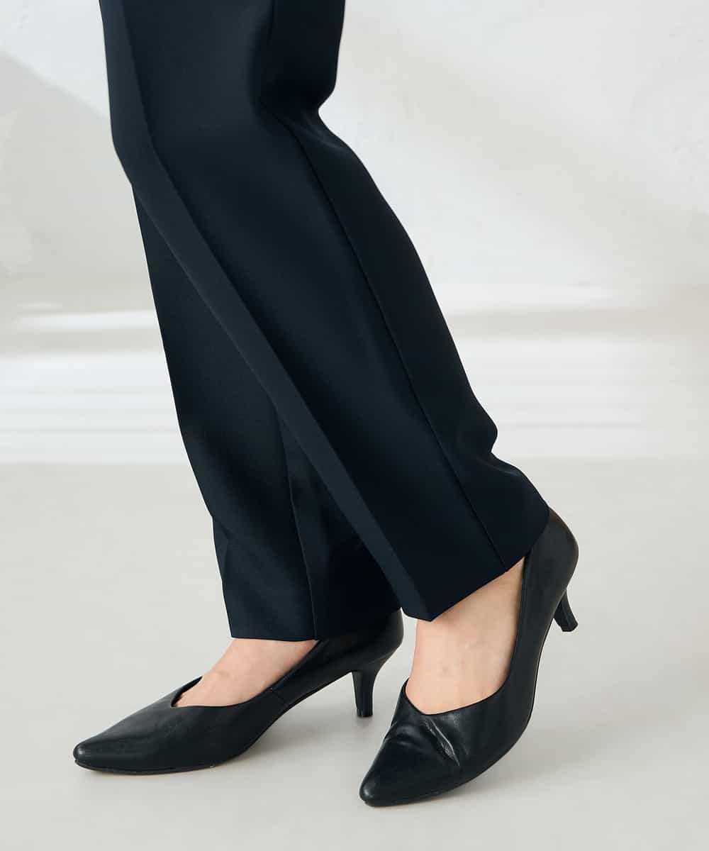 KBLLB11079 a.v.v(アー・ヴェ・ヴェ) 【洗える/イージーケア/ストレッチ】パウダーツイルテーパードパンツ ネイビー