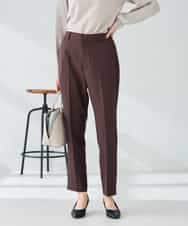 KBLLB11079 a.v.v(アー・ヴェ・ヴェ) 【洗える/イージーケア/ストレッチ】パウダーツイルテーパードパンツ ブラウン