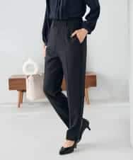 KBLLB11079 a.v.v(アー・ヴェ・ヴェ) 【洗える/イージーケア/ストレッチ】パウダーツイルテーパードパンツ ブラック