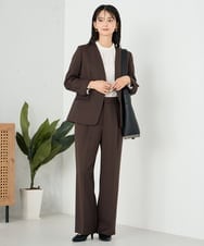 KBLLB13079 a.v.v(アー・ヴェ・ヴェ) 【洗える/イージーケア/ストレッチ】パウダーツイルワイドストレートパンツ ネイビー