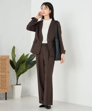 KBLLB13079 a.v.v(アー・ヴェ・ヴェ) 【洗える/イージーケア/ストレッチ】パウダーツイルワイドストレートパンツ ネイビー