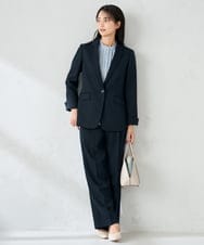 KBLLB13079 a.v.v(アー・ヴェ・ヴェ) 【洗える/イージーケア/ストレッチ】パウダーツイルワイドストレートパンツ ネイビー