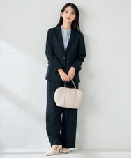 KBLLB13079 a.v.v(アー・ヴェ・ヴェ) 【洗える/イージーケア/ストレッチ】パウダーツイルワイドストレートパンツ ネイビー