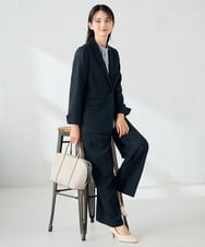 KBLLB13079 a.v.v(アー・ヴェ・ヴェ) 【洗える/イージーケア/ストレッチ】パウダーツイルワイドストレートパンツ ネイビー