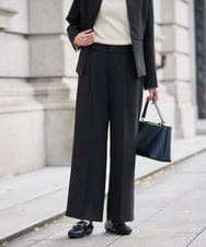 KBLLB13079 a.v.v(アー・ヴェ・ヴェ) 【洗える/イージーケア/ストレッチ】パウダーツイルワイドストレートパンツ ブラック