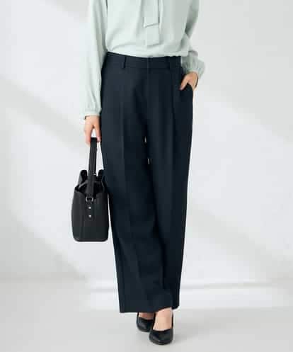 KBLLB13079  【洗える/イージーケア/ストレッチ】パウダーツイルワイドストレートパンツ